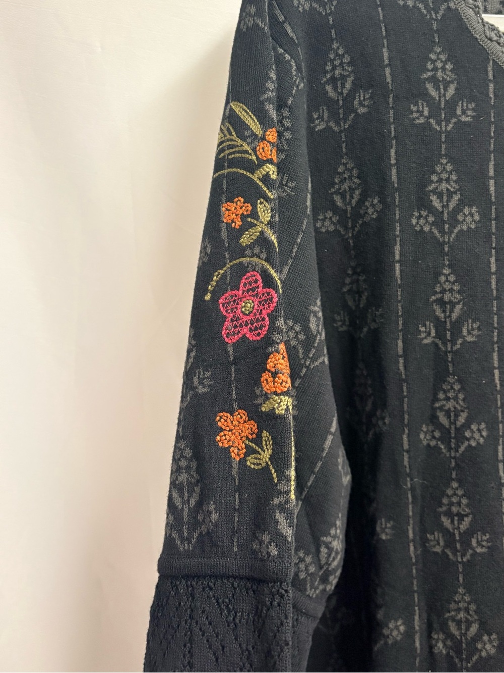 NWT Gudrun Sjoden Sunnana Jacquard Long Cardigan Black/Gray Size XXL - Picture 4 of 5